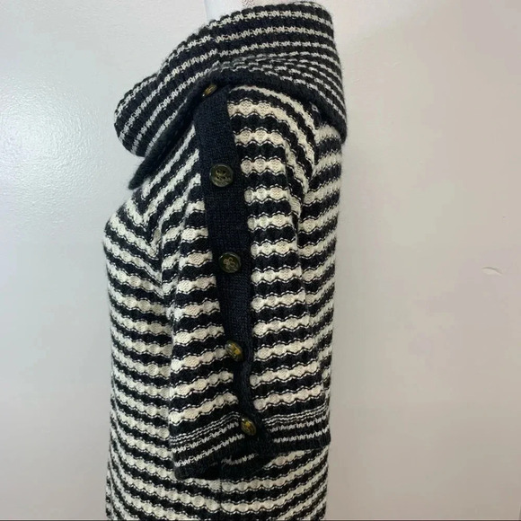 Design History Cowl Neck Sweater Woman Size  Large Black Stripe Wool Blend P/195 - Picture 3 of 10